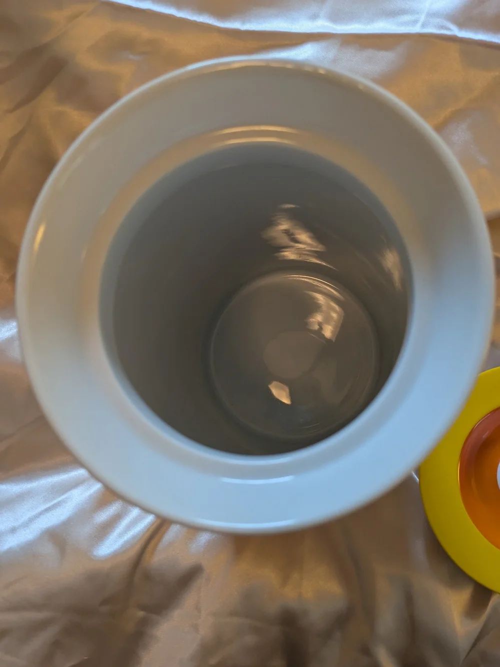 Jonathan Adler Orange, White & Yellow Geometric Ceramic canister with lid